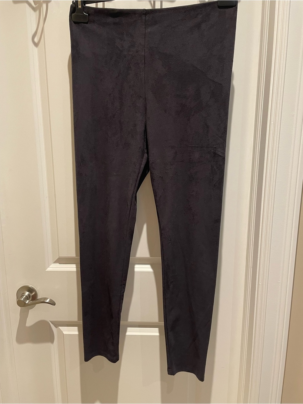 Lysse Black Suede-Look High-Rise Leggings
